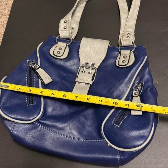 Vintage Y2K Blue Buckle City Moto Style Shoulder Bag - Picture 8 of 8